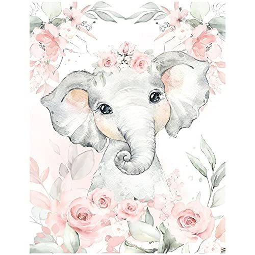 DCIDBEI 30 x 40 cm, Diamant-Stickerei Rund Tiere, 5D DIY Diamond Painting Set full Anime Diamant Painting Rose,Dekoration Schlafzimmer Büro kreative Freizeit Erwachsene-Baby Elefant von DCIDBEI