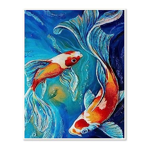 DCIDBEI 30 x 40 CM 5D Diamond Painting Karpfen für Kinder, DIY Diamant Stickerei Tiere, Diamant Painting Bilder Fisch, Kreatives Handwerk/Originelles Geschenk Party/Haus Wanddekoration von DCIDBEI