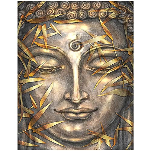 DCIDBEI 30 x 40 cm goldener Buddha Diamant malerei Runde Stein, DIY 5d Diamond Painting Set full für Erwachsene,Religion Diamant-Stickerei Diamond Art Groß für Zuhause Heimdekoration von DCIDBEI