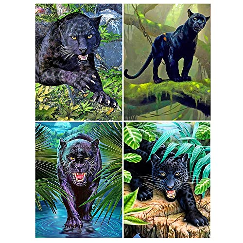 DCIDBEI 30 x 40CM 5D Diamond Painting Leopard Tiere,Diamant Painting Bilder Landschaft Wald,Stickerei Diamant Deko Wand Büro Wohnzimmer Erwachsene | Panther im Wald von DCIDBEI