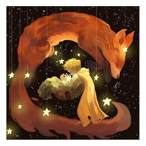 DCIDBEI 30x30CM Runde Diamond Painting Fuchs|| Diamant Painting Bilder kleiner Prinz|| Puzzle Diamond Tiere für Kinder|| Geschenke zum Basteln Erwachsene|| Dekoration Wohnzimmer Büro Kinderzimmer von DCIDBEI