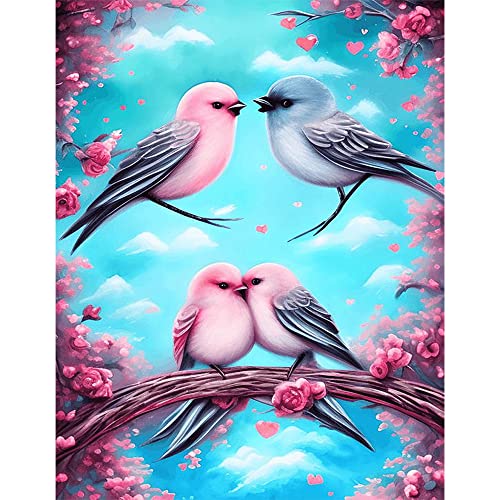 DCIDBEI 3D AI Diamond Painting Vogel Blumen 30x40cm 5D Diamond Painting Vögel auf Ast Diamant Painting Bilder Kinder Perlenbild zum Kleben Kinder Diamond Painting Anhänger Erwachsene Anhänger Vögel von DCIDBEI