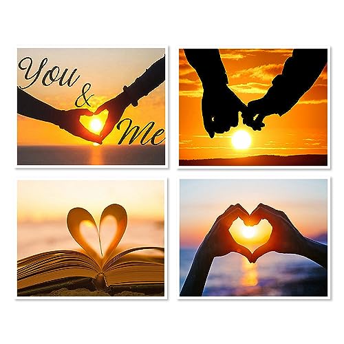 DCIDBEI 4 Pack Diamond Painting Herz Love am Strand 40x30 cm Diamond Painting Sonnenuntergang am Meer Diamant Painting Bilder Erwachsene Sonnenuntergang Diamond Painting Liebe Diamant Painting Liebe von DCIDBEI