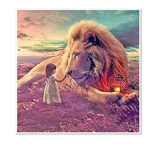 DCIDBEI ||40 x 40CM 5D Diamond Painting Square Drill, Diamant-Stickerei Löwe und Kinder, Diamant-Malerei Wilde Tiere, Kunsthandwerk für Wanddekoration Wohnzimmer Schlafzimmer im Haus von DCIDBEI