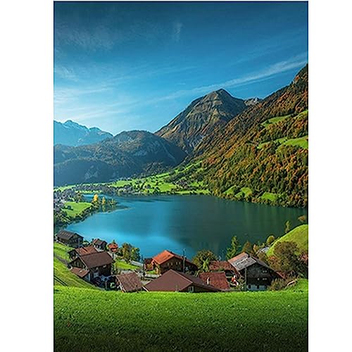 DCIDBEI 40 x 50 CM Diamond Painting Landschaft Berge für Erwachsene, 5D Puzzle Diamant Blauer See, Quadrat DIY Diamant Malerei, Wohnzimmer-Büro-Dekoration, Kristall Handwerk Kunst, Dolomiten von DCIDBEI