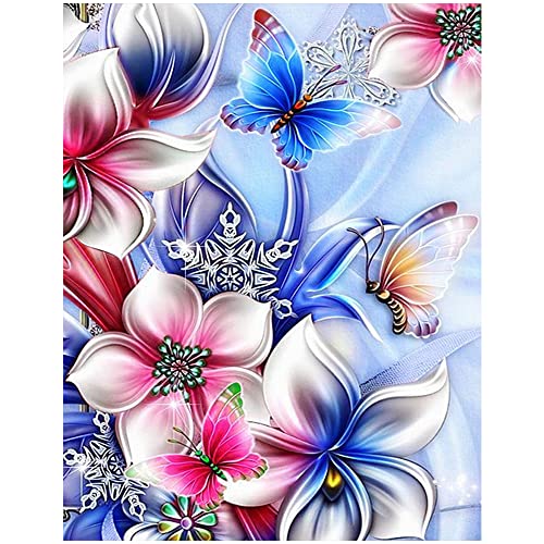 DCIDBEI 40 x 50 cm 5D Diamond Painting Square Drill, DIY Diamant-Stickerei abstrakt, luxuriös, für Erwachsene, Kinder, Diamant Kunst Wohnzimmer Schlafzimmer Dekoration | Rot und Blau Blumen von DCIDBEI