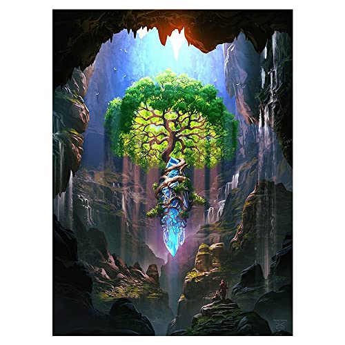 DCIDBEI 40 x 50 cm | Diamond Painting Set Landschaft Berge für Erwachsene, 5D Diamant Malerei Set für Kinder, DIY Rund Diamond Art für Zuhause Dekor-Magisch Baum des Lebens von DCIDBEI