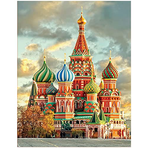 DCIDBEI 40 x 50 cm DIY 5D Diamond Painting Quadrat Architektur der Welt Bilder Kreuzstich Diamant malerei Landschaft Religion Erwachsene Kinder Geschenk Geburtstag Party | St. Basil’s Cathedral von DCIDBEI