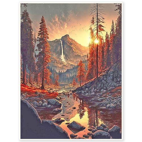 DCIDBEI 40 x 50 cm DIY Square Diamond Painting Wasserfall, 5D Diamant Painting Landschaft Berge, Puzzle Diamant Wald Erwachsene, Haus Dekoration || Kristall Handwerk || Geschenk für Freunde von DCIDBEI