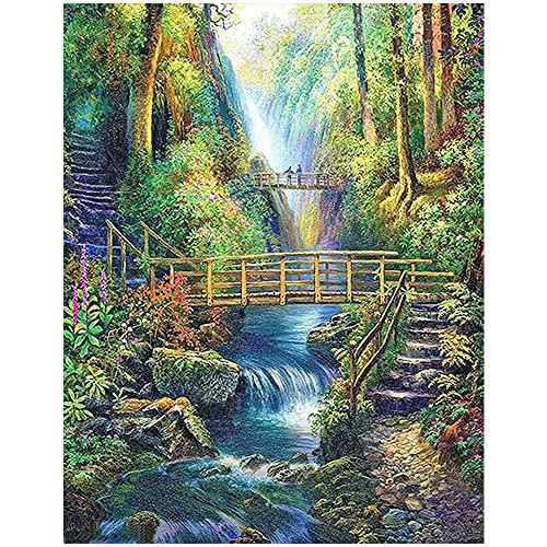 DCIDBEI 40 x 50 cm Diamond Painting Landschaft Berg Wasserfall Diamant Malerei 5D Stickerei eckige steine Erwachsene Ideal Dekoration,Basteln, Malen & Handarbeiten von DCIDBEI