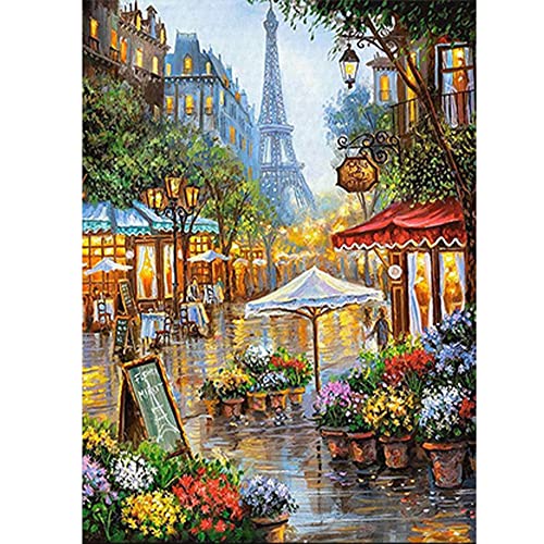 DCIDBEI 40x50CM 5D DIY Quadrat Diamant-Malerei Landschaft Paris, Diamond Painting Café, Handwerk Mosaik Freizeit Kreative Erwachsene Deko lustiges Geschenk || Eiffelturm von DCIDBEI