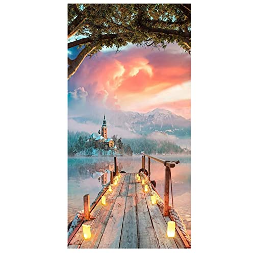 DCIDBEI 50 x 110 cm Diamond Painting Großes Format Landschaft 5D malen nach zahlen Runde für Kreuzstich Handwerk Wohnzimmer Eingangsdekor Wanddekoration, Brücke bei Sonnenuntergang von DCIDBEI