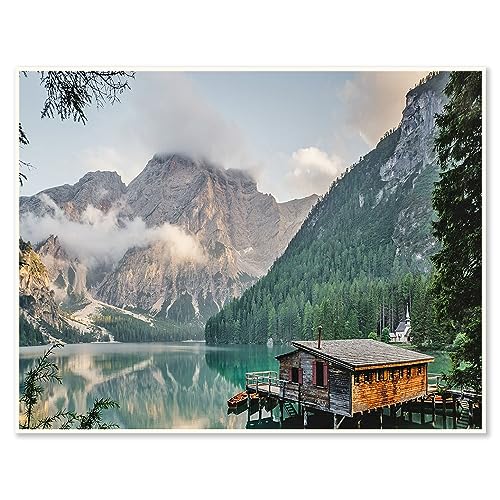 DCIDBEI 50 x 40 cm DIY Diamond Painting Haus am See – Quadratische Diamant Malerei Landschaft Berge - Kreuzstich Diamant Wald Erwachsene–Wand Dekoration Wohnzimmer Schlafzimmer von DCIDBEI