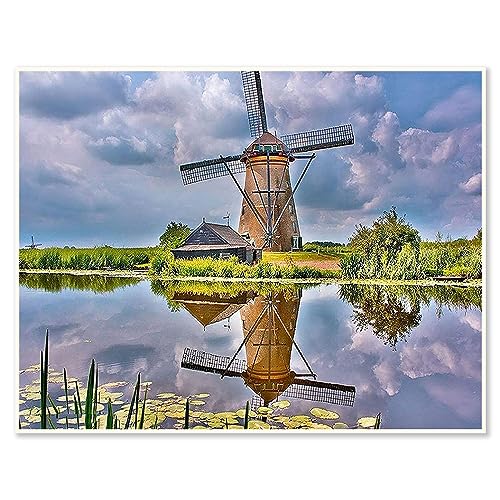 DCIDBEI 50x40CM 5D Diamond Painting Windmühle-Haus | Diamant Malerei Landschaft Meer | DIY Kreuzstich Diamant Quadratisch | Diamond Art für Wanddekoration | Geschenk für Erwachsene Kinder von DCIDBEI