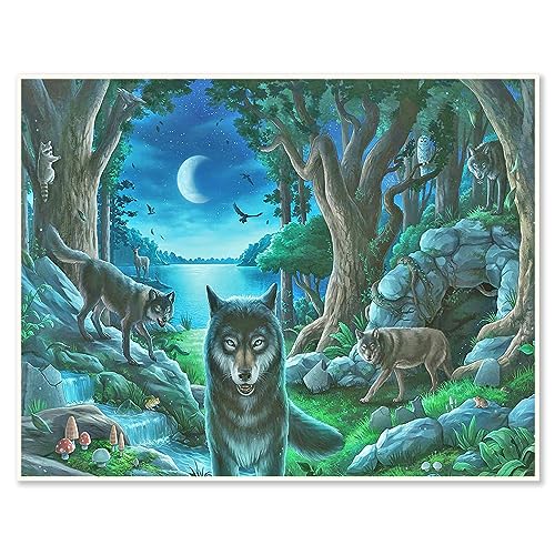 DCIDBEI 50x40CM Diamond Painting 5D Full Square | DIY Diamant Malerei Landschaft Tiere | Quadratisch Kreuzstich Diamant Wolf| Perfekt für die Dekoration der Wand des Hauses, Wolfsrudel von DCIDBEI