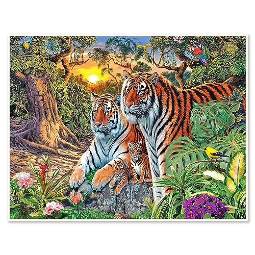 DCIDBEI 50x40CM Diamond Painting Square Tiger im Wald | DIY Diamant Malerei Baum Kinder | Diamant-Malerei Wildtiere | Mosaik kunst | Wanddekoration Wohnzimmer Schlafzimmer Erwachsene von DCIDBEI