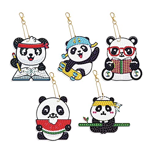 DCIDBEI 5D DIY 5 Steine Diamond Painting Set Schlüsselanhänger Panda Baby Süß,Diamant Malerei anhänger Anime Tiere Manga Kunst Dekoration Geschenk Geburtstag/Party/Kinder/Erwachsene von DCIDBEI