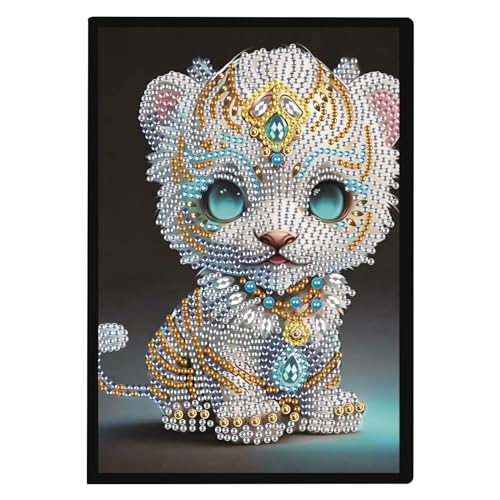 DCIDBEI 5D DIY Diamond Painting Notebook Tiger A5 Blanko Diamant Malerei Notizbuch Diamond Painting Notizbücher Strass Stickerei BlankoTagebuch Skizzenbuch Schülerbüro Schulbedarf Notizheft 50 Blätter von DCIDBEI