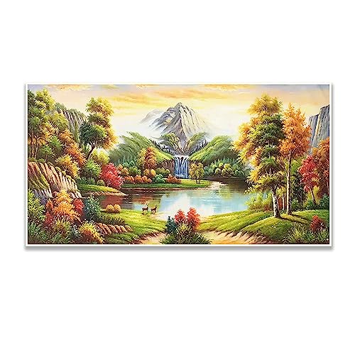 DCIDBEI 85 x 45 CM Runde Diamant-Malerei 5D Lace || Diamond Painting Landschaft Berge || Mosaik Leinwand Diamant für Kinder || Wohnzimmer-Büro-Dekoration || Mosaik Handwerk Erwachsene von DCIDBEI