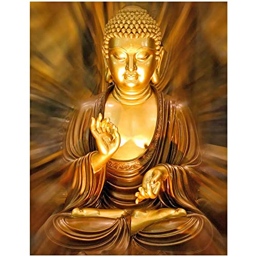 DCIDBEI DIY 5D Diamond Painting Strass Volle Gold Buddha,Diamant Painting Zen Religion Malen nach Zahlen Mosaik Spiritualität,diamant painting fluoreszierend,Basteln Erwachsene Deko von DCIDBEI