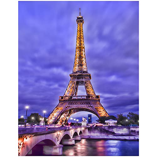 DCIDBEI DIY 5D Square Diamond Painting Eckige Steine 40x50 cm Malen nach Zahlen Diaman Aufkleber Gemälde Bastelset Mosaik Diamant Painting Bilder Groß Landschaft Eiffelturm Paris von DCIDBEI