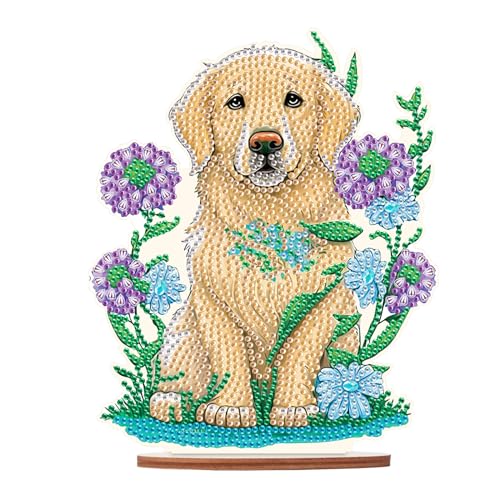 DCIDBEI DIY Diamond Painting Ornamente Hund Golden Retriever 13x20cm Diamant Painting Tisch Deko Hund Diamant Malerei Ornament Diamond Painting Tischdekoration Valentinstag Geschenke Frauen Anfänger von DCIDBEI