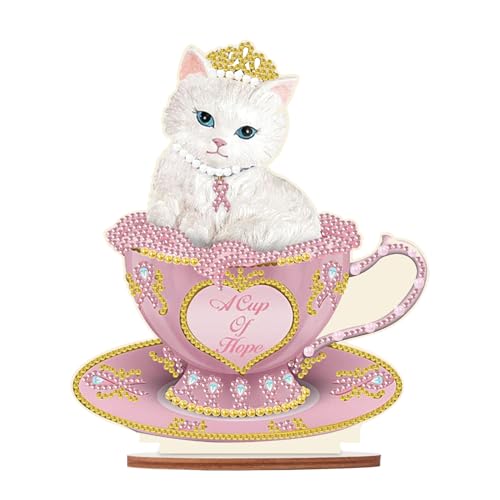 DCIDBEI DIY Diamond Painting ornamente Katze in Tasse 12x21 cm Diamant Malerei Tischdeko Diamant Painting Tisch Deko Malen nach Zahlen Ornament Stickbilder Erwachsene Anfänger Geschenk Tischdekoration von DCIDBEI