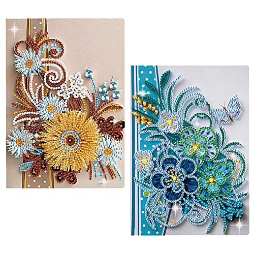 DCIDBEI Diamant Notebook 2er Set Skizzenbuch A5 Diamant Malerei Kits Erwachsene Sketchbook Blumen Diamant Painting Tagesbuch Diamond Painting Notizbuch Mädchen Notizbücher Journal Buch von DCIDBEI