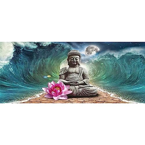 DCIDBEI Diamond Painting Buddha Landschaft 110x50 cm Wasserfall mit Buddha Diamond Painting Buddha am Wasserfall Diamond Painting Blumen Orchideen Malen nach Zahlen Orchideen Stickbilder Erwachsene von DCIDBEI