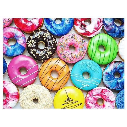 DCIDBEI Diamond Painting Doughnut 50 x 40 cm Diamond Painting Doughnut Diamond Painting Pictures Children Mosaic Adhesive Pictures Children Girls Diamond Painting Kitchen Motif Diamond Painting von DCIDBEI