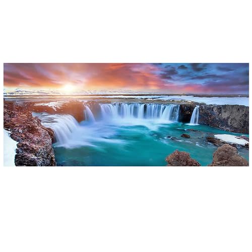 DCIDBEI Diamond Painting Landscapes by the Sea 110 x 50 cm Diamond Painting Glitter Stones Sunrise Sunset Pearl Pictures Adults Waterfall Diamond Painting Pictures Waterfall Craft von DCIDBEI