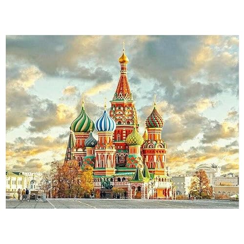 DCIDBEI Diamond Painting Landschaften Russland 50x40cm Diamond Painting Kreml Kremlin Diamond Painting Landschaft Runde Steine Diamond Painting Bilder Landschaften Daiments Painting Erwachsene von DCIDBEI