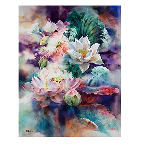 DCIDBEI Diamond Painting Lotusblume 40x50cm Diamond Painting Lotusblüte Diamanten Stickerei Kreuzstich Diamant Mosaik Diamond Painting Erwachsene Blumen Malen nach Zahlen Erwachsene Diamant Blumen von DCIDBEI