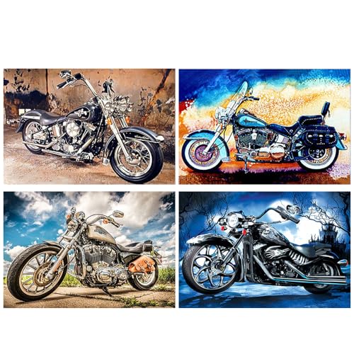 DCIDBEI Diamond Painting Motorrad 4 Pack 40x30cm Diamant Painting Bilder Erwachsene Motorrad Malen nach Zahlen Motorrad Diamond Painting Motorcycle Stickbilder Erwachsene Motorrad Craft Buddy von DCIDBEI