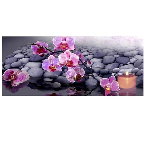 DCIDBEI Diamond Painting Orchideen 110x50cm Diamant Painting Orchideen Diamond Painting Blumen Orchideen Diamant Painting Bilder Erwachsene Orchidee Kerze Diamond Painting Landschaft Blumen von DCIDBEI