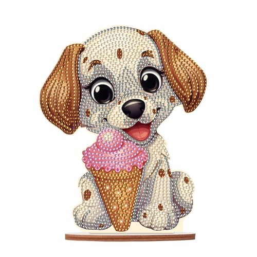 DCIDBEI Diamond Painting Ornamente Hund Eiscreme 13x20cm Diamond Painting Tischdekoration Diamant Malerei Tischdekoration Diamant Painting Erwachsene Geschenke Diamond Painting AnfängerTisch Deko Hund von DCIDBEI