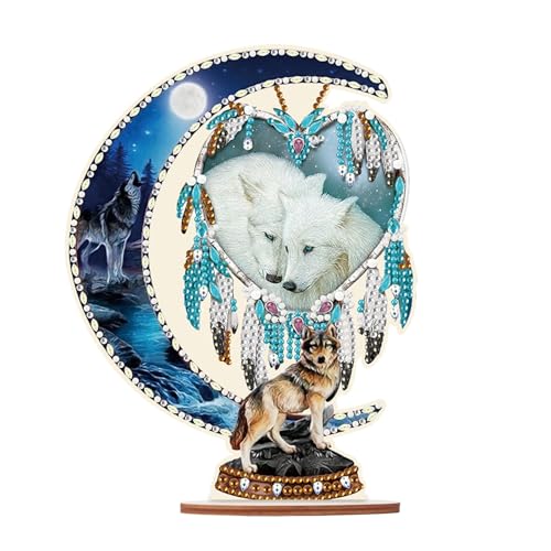 DCIDBEI Diamond Painting Ornamente Wolf Traumfänger 12x21 cm Diamond Painting Ornament Diamant Malerei Kits Diamond Art 5D Diamant Painting Tisch Deko Diamond Painting Tischdekoration für Anfänger von DCIDBEI