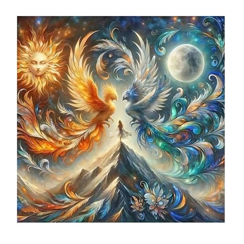 DCIDBEI Diamond Painting Phönix 40x40cm 5D Diamant Painting Bilder Phönix Diamant Malerei Malen nach Zahlen Erwachsene Phönix Puzzle Aufkleber Gemälde Basteln Erwachsene Tier Yin Yang Phönix von DCIDBEI