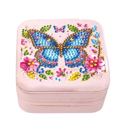 DCIDBEI Diamond Painting Schmuckkästchen Basteln nach Zahlen Daiments Painting Schmuckkasten für Ringe Ohrringe Halsketten Armbänder Schmuckschatulle für Damen Reise Box Schmetterling von DCIDBEI