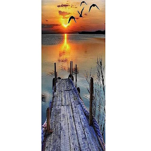 DCIDBEI Diamond Painting Sonnenuntergang Vögel 50x110 cm Diamond Painting Sonnenaufgang Meer Diamond Painting Landschaften und Natur Diamant Painting Bilder Erwachsene Groß Landschaft Brücke von DCIDBEI