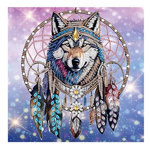 DCIDBEI Diamond Painting Special 30x30cm 5D Diamond Painting Erwachsene Wolf Diamond Painting Traumfänger Malen nach Zahlen Traumfänger Stickbilder Erwachsene Traumfänger Diamant Painting Wolf Tiere von DCIDBEI