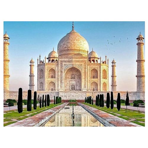 DCIDBEI Diamond Painting Taj Mahal 50x40cm Diamond Painting Erwachsene Taj Mahal Rund Steine Malen nach Zahlen Taj Mahal Diamond Painting Landschaften Diamond Painting Runde Steine Landschaft von DCIDBEI