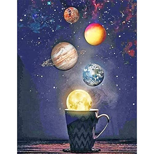 DCIDBEI Rund Diamond Painting Bilder 30x40 cm Diamond Painting Sterne Diamant Malerei Diamond Painting Planeten In Tasse Stickbilder Erwachsene Kreuzstich Craft Buddy Crystal Art Basteln Erwachsene von DCIDBEI