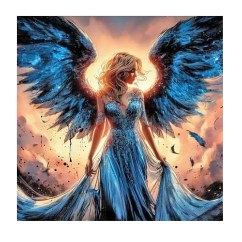 DCIDBEI Rund Diamond Painting Engel Groß 40x40cm DIY 5D Diamant Painting Bilder Erwachsene Engel Glitzerbilder zum Selber Machen Diamond Painting EngelsflügelAnfänger Stickerei Feen und Elfen von DCIDBEI