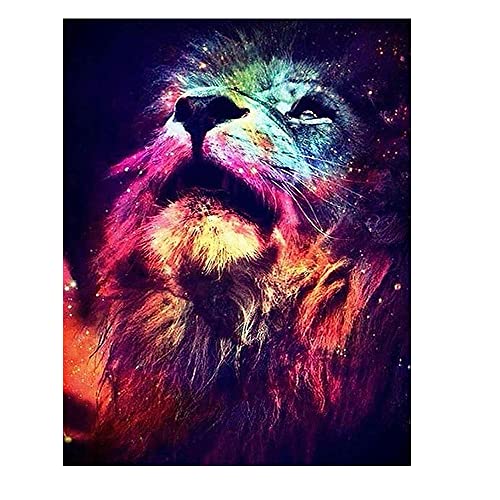 DCIDBEI Square Diamond Painting Löwe Groß 40x50cm Malen nach Zahlen Löwe Erwachsene 5D Diamant Painting Löwe Kinder Diamond Painting Löwe Sternzeichen Diamond Painting Eckige Steine Löwe Universum von DCIDBEI