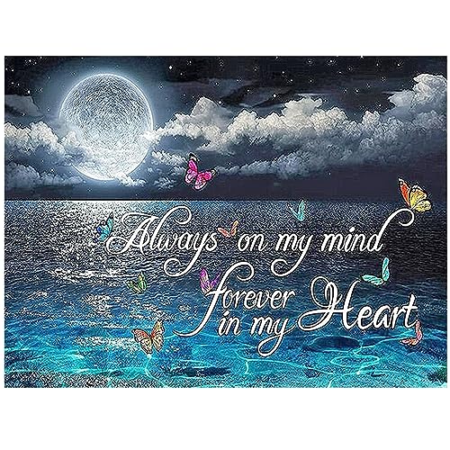 DCIDBEI Square Diamond Painting Mond Landschaft 50x40 cm Diamond Painting Eckige Steine Landschaft Strand Meer Malen nach Zahlen Strand und Meer Always On My Mind,Forever In My Heart Klebebilder von DCIDBEI