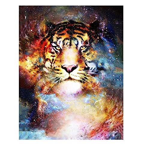 DCIDBEI Square Diamond Painting Tiger Universum 40x50cm 5D Mosaik Diamant Painting BilderTtiger Diamond Painting Eckige Steine Tiger Galaxy Universum Stickbilder Erwachsene Kreuzstich von DCIDBEI