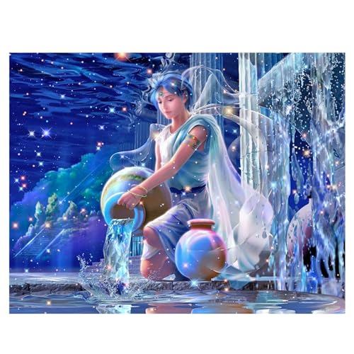 DCIDBEI diamond painting sternzeichen Wassermann 40x40cm 5d Diamant Painting Sternzeichen Perlenbilder Erwachsene Sternzeichen Diamant Painting Bilder Glitzer Diamond Painting Fluoreszierend von DCIDBEI