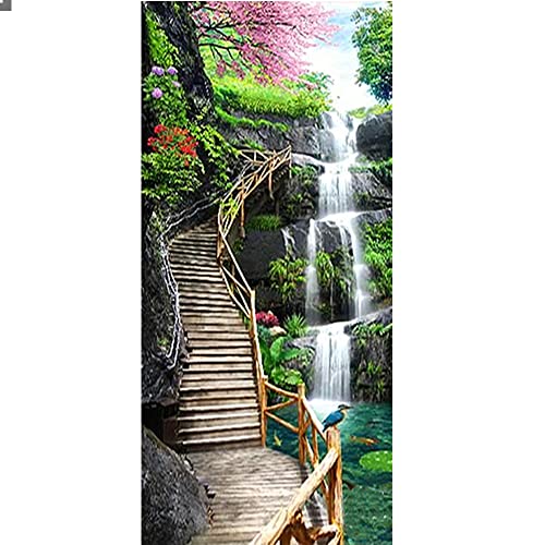 DIY Diamond Painting Landschaften und Natur 50x110 cm ( Inner 44x104 cm) Diamond Painting Wasserfall Treppe Diamant Malerei Malen nach Zahlen Stickerei Kits Wand Crystal Art Decor und Eingang Dekor von DCIDBEI