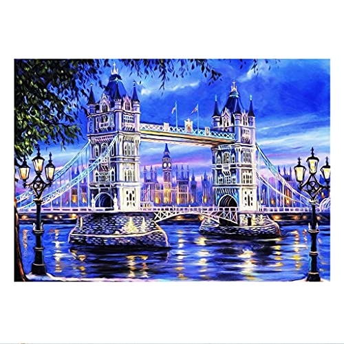 DIY Square Diamond Painting Eckige Steine 50x40cm Diamant Painting Bilder Groß Bild zum Sticken Kreuzstich Erwachsene Strass Stickerei Kunsthandwerk Landschaft Brücke Diamond Art Wandaufkleber von DCIDBEI